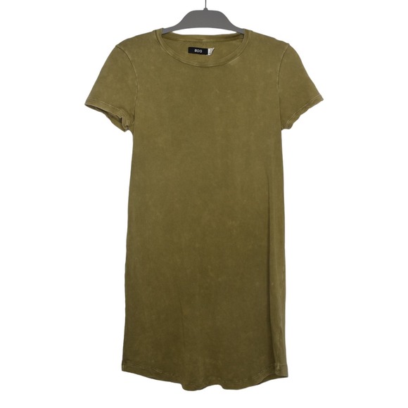 BDG Dresses & Skirts - BDG Urban Outfitters Womens Acid Wash Olive Green Crew Neck T-Shirt Dress Small